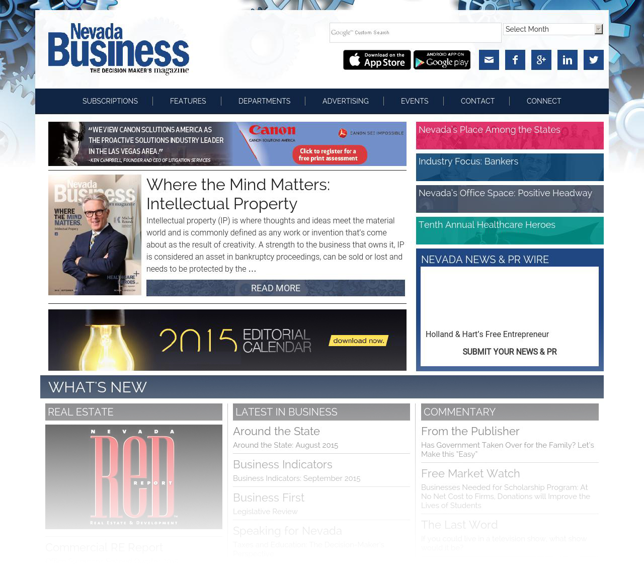Nevada Central Media created a web design for the business publication that is mobile-friendly with a new color and font scheme.
